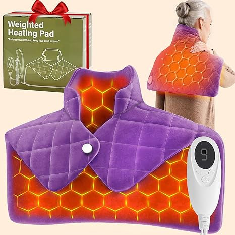 Purple Weighted Heating Pad for Neck Shoulders and Back, Valentines Day Gifts for Her Women Wife,... | Amazon (US)