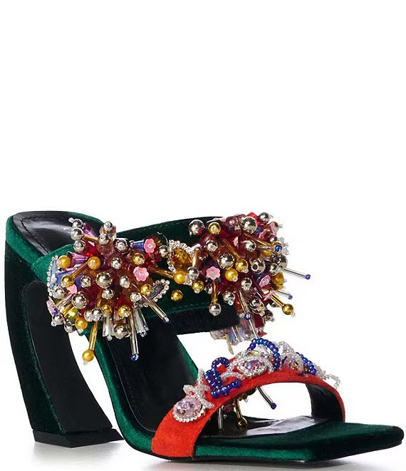 Greenberry Beaded Rhinestone Dress Sandals | Dillard's