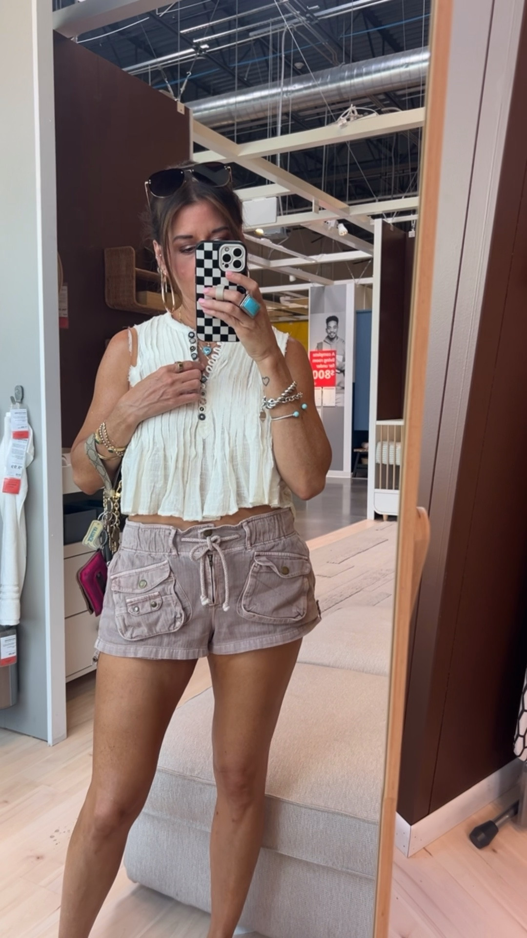 Free People shorts and top, wearing size small.