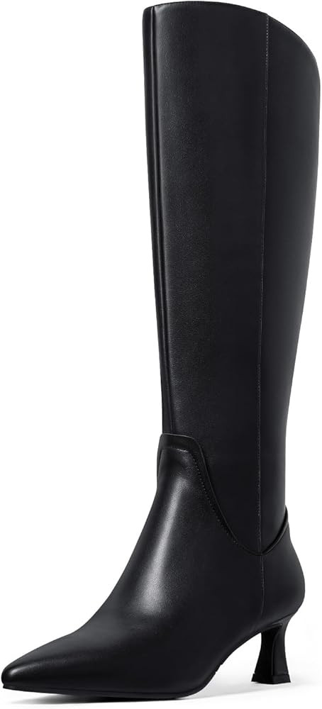 MUCCCUTE Knee High Boots for Women Kitten Heel Tall Boots Pointed Toe Slip On Sexy Fashion Fall L... | Amazon (US)