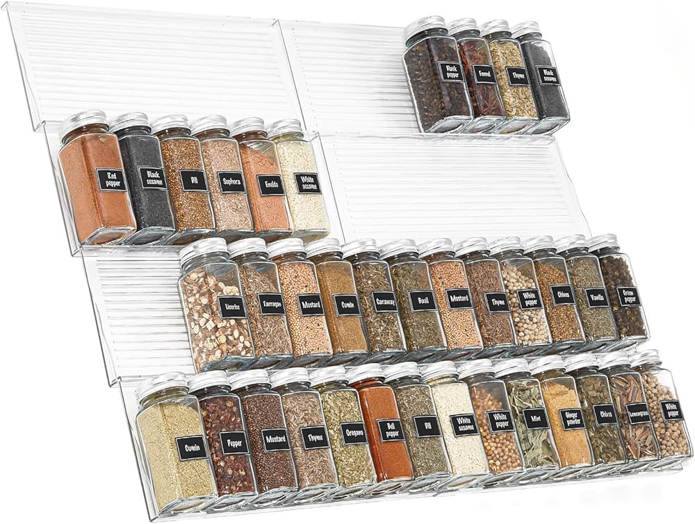 Lifewit Plastic Adjustable Spice Drawer Organizer, Expandable Spice Rack for Countertop, Jar Stor... | Amazon (US)