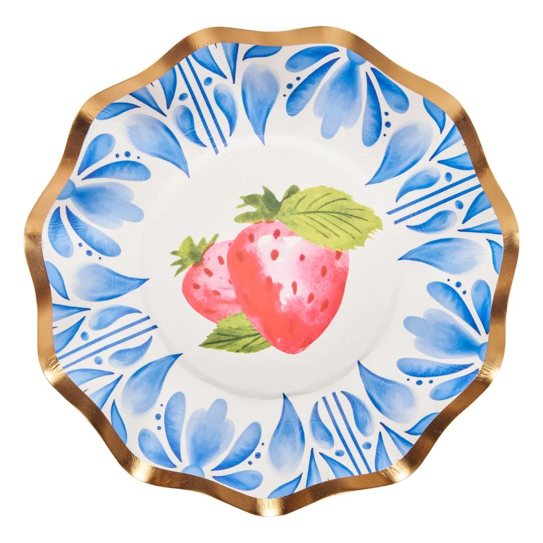 Wavy Appetizer/Dessert Bowl Bleu Strawberries - 8pkg | Sophistiplate