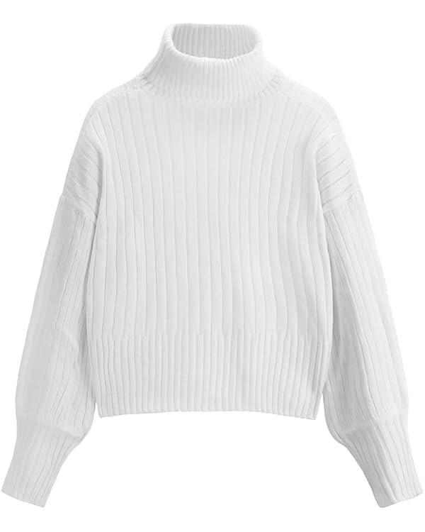 ZAFUL Women's Mock Neck Sweater Long Sleeve Ribbed Knit Basic Cropped Pullover Sweater | Amazon (US)