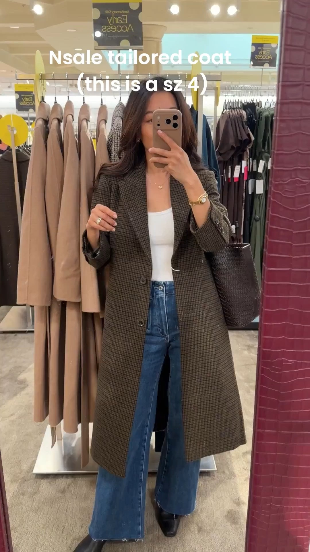 Found this year’s version of the Lauren Ralph Lauren coat in Nsale but only a size 4 regular to try on. This is “Forrest black mini” houndstooth plaid. 

Runs slim with a classic tailored fit, sleeves are long on me. 

• Paige Anessa pocket crop jeans 24 older wash
• Steve Madden boots 5.5

Nordstorm anniversary sale coats fall outerwear

#LTKPetite #LTKSeasonal #LTKSaleAlert