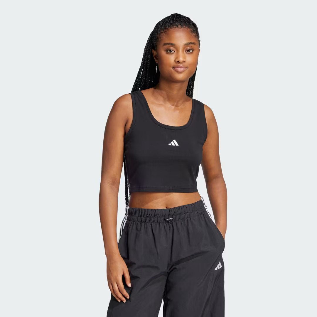 adidas Essentials Small Logo Cotton Lifestyle Tank Top Black S - Womens Dance Tank Tops | adidas (US)