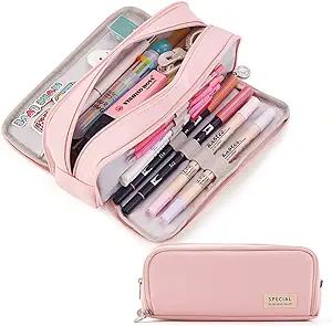 CICIMELON Large Capacity Pencil Case 3 Compartment Pouch Pen Bag for School Teen Girl Boy Men Wom... | Amazon (US)