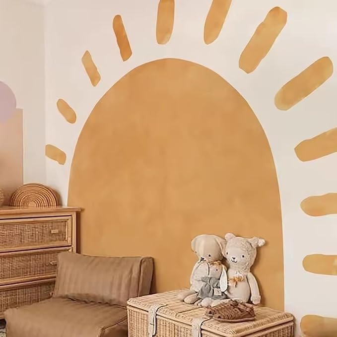 Boho Sun Fabric Wallpaper Kids Wall Stickers Nursery Self-Adhesive Arch Wall Decals Kindergarten ... | Amazon (US)