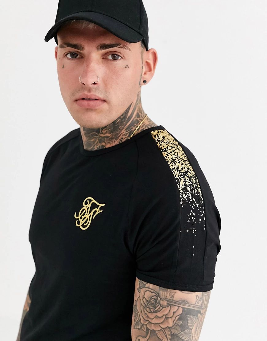 SikSilk muscle t-shirt in black with gold print | ASOS (Global)