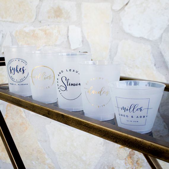 Last Name Wedding Cups, Custom Frosted Cups, Wedding Reception Cups, Rehearsal Dinner, Engagement... | Etsy (US)