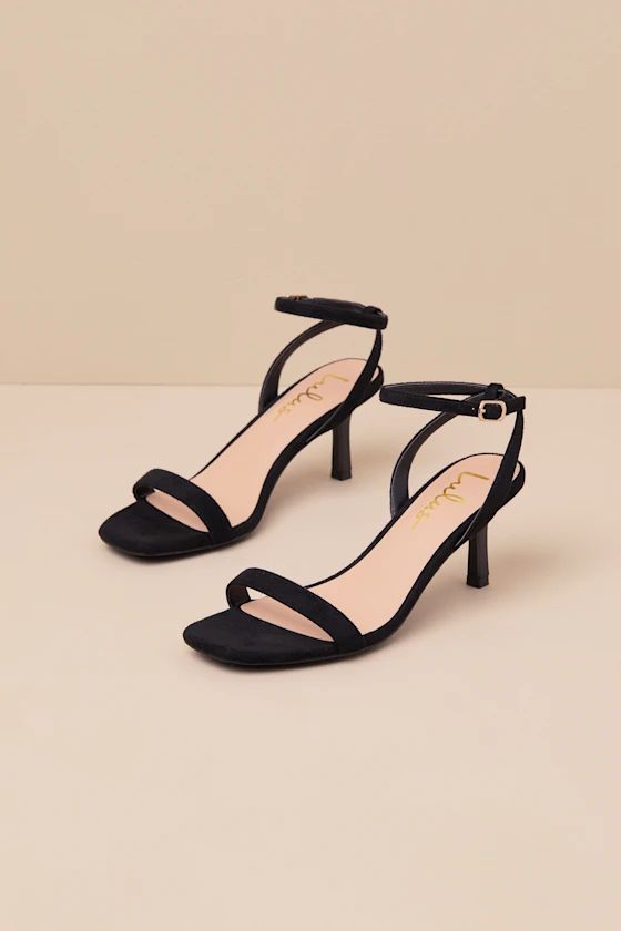 Ensley Black Suede Kitten Heel Ankle Strap Sandals | Lulus