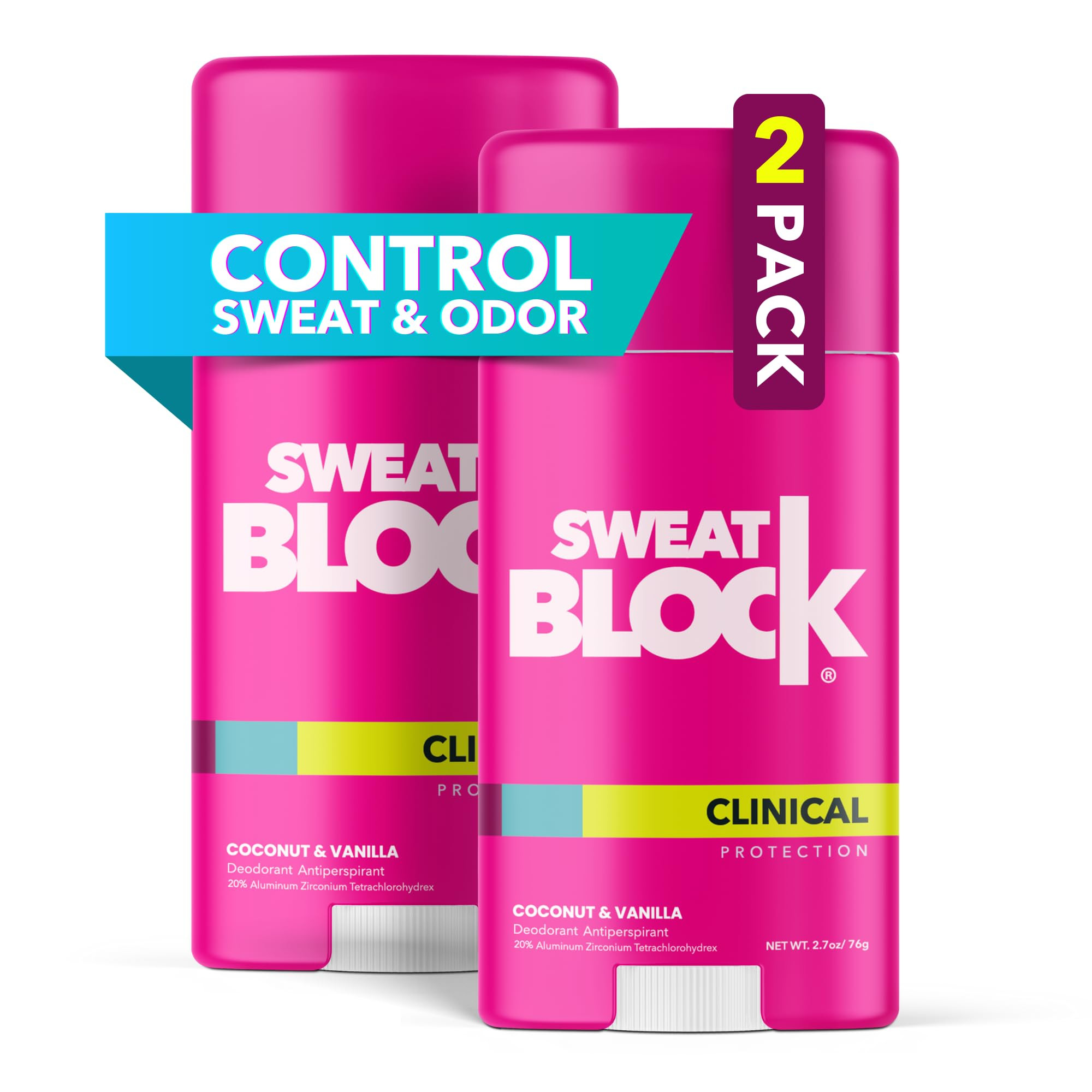 SweatBlock Clinical Strength Deodorant and Antiperspirant for Men and Women Coastal Fresh Scent 2... | Amazon (US)
