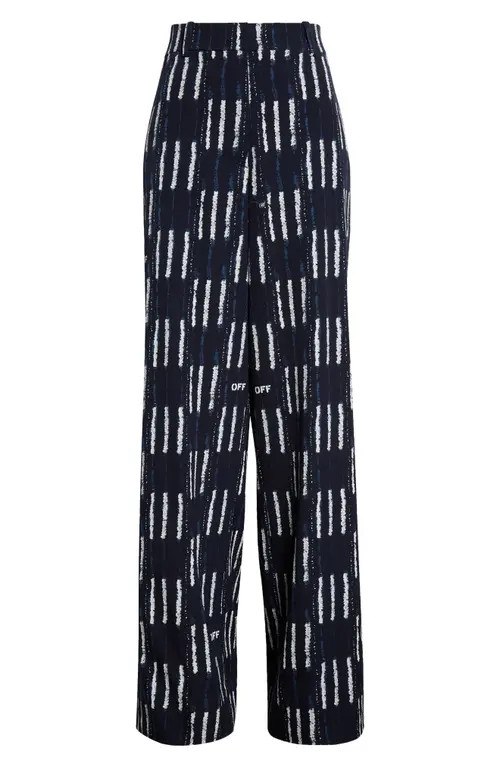 Off-White Shibori Wide Leg Virgin Wool Pants in Cobalt Blue White at Nordstrom, Size 8 Us | Nordstrom