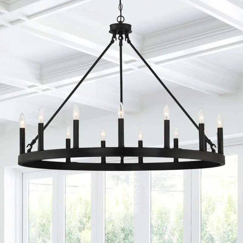 Finchley 15 - Light Dimmable Wagon Wheel Chandelier | Wayfair North America