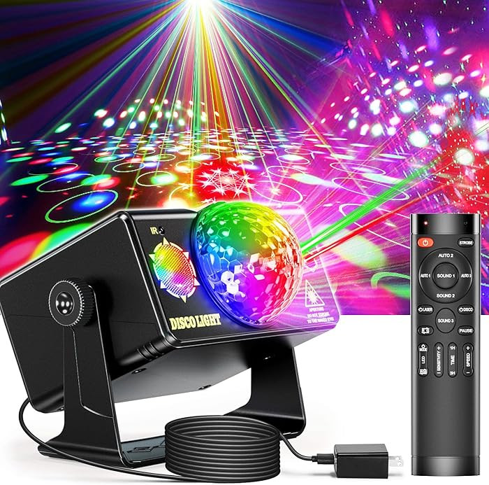 Party Lights, DJ Disco Light Disco Ball Light Sound Activated Strobe Stage Lights for Parties Bir... | Amazon (US)