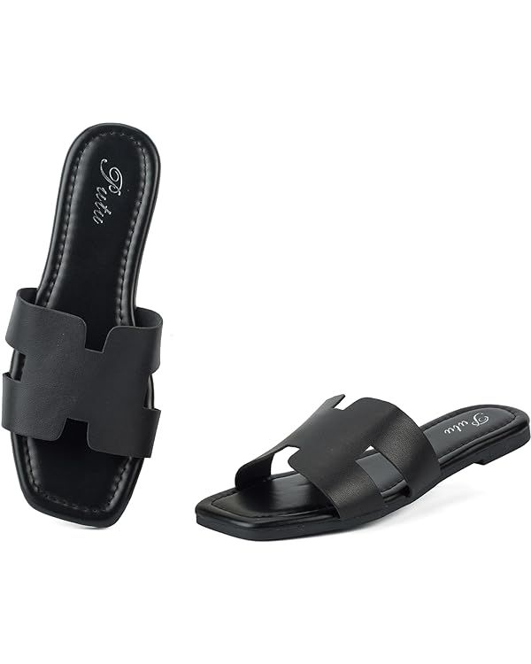 Putu Women's Flat Sandals Summer Sandals Cute Slide Sandals | Amazon (US)
