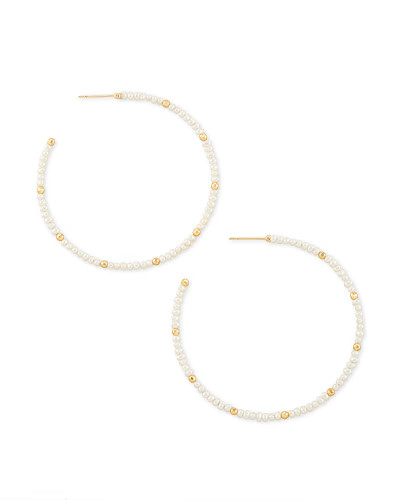 Scarlet Gold Hoop Earrings in White Pearl | Kendra Scott