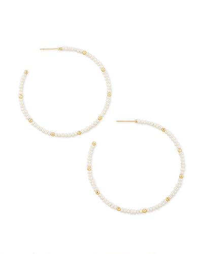 Scarlet Gold Hoop Earrings in White Pearl | Kendra Scott