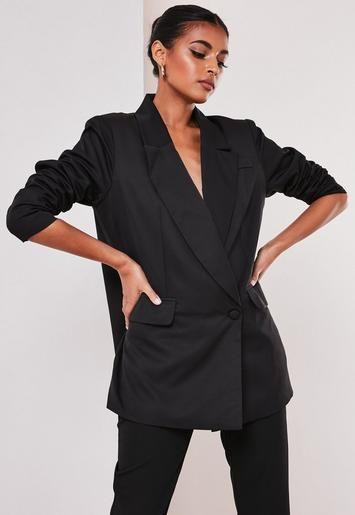 Missguided - Tall Black Co Ord Wrap Front Oversized Blazer | Missguided (UK & IE)
