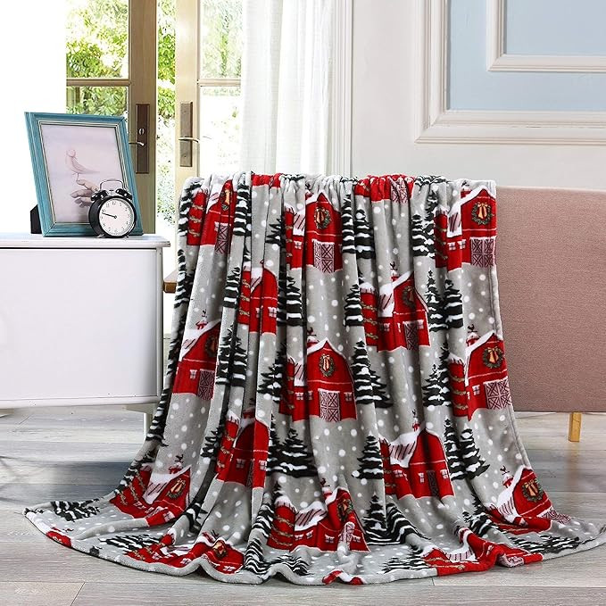 Elegant Comfort Luxury Velvet Super Soft Christmas Prints Fleece Blanket-Holiday Theme Home Déco... | Amazon (US)