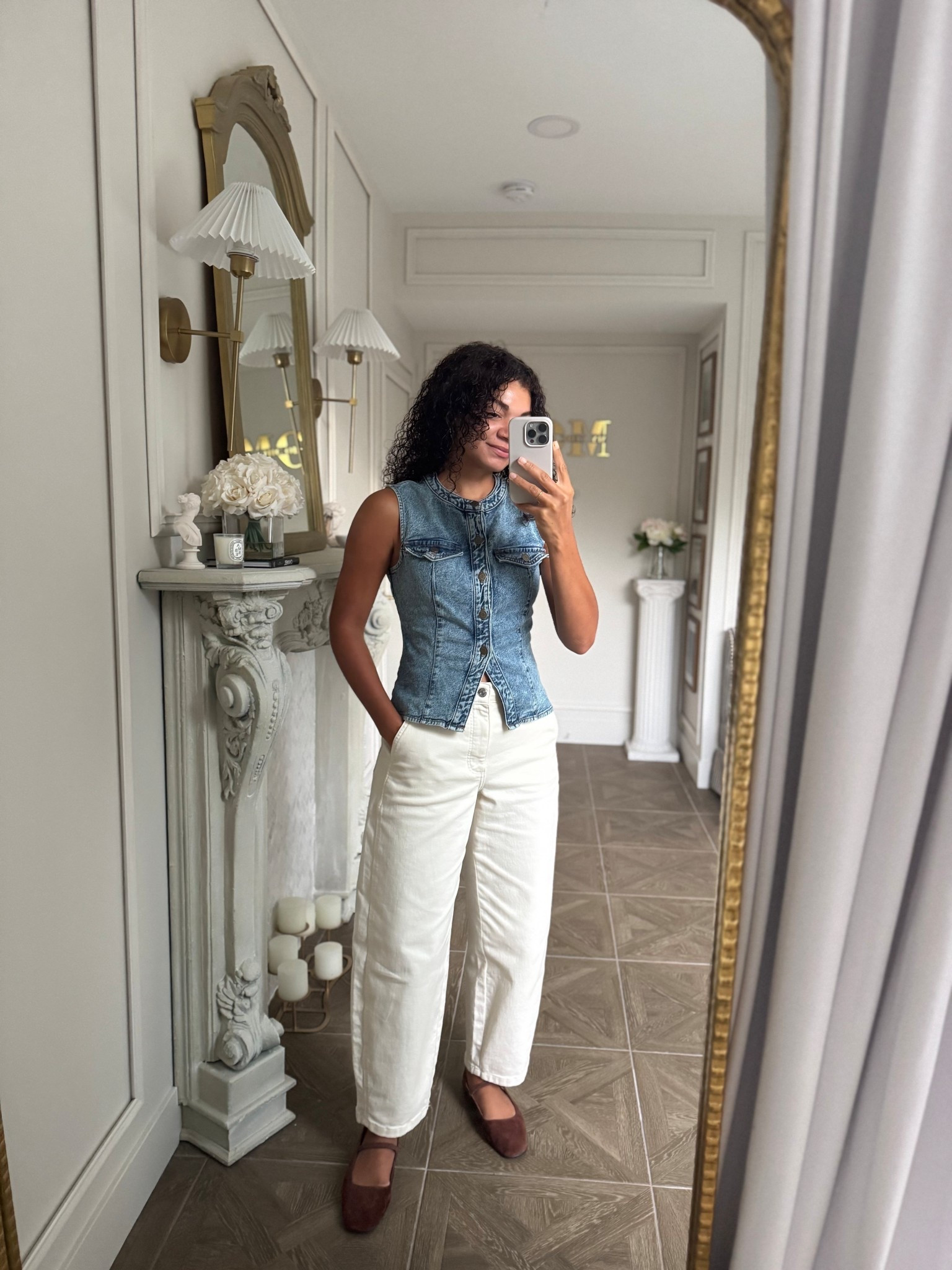 Denim vest, curve/barrel jeans, and suede Mary Jane flats for an early fall transition outfit 

#LTKStyleTip #LTKSeasonal