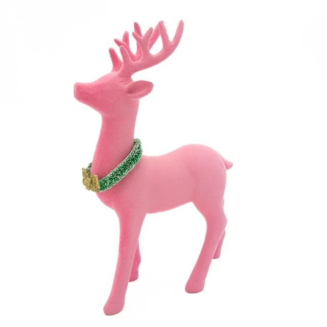 Packed Party "Oh Deer!" Pink Flocked Deer Holiday Decoration | Walmart (US)