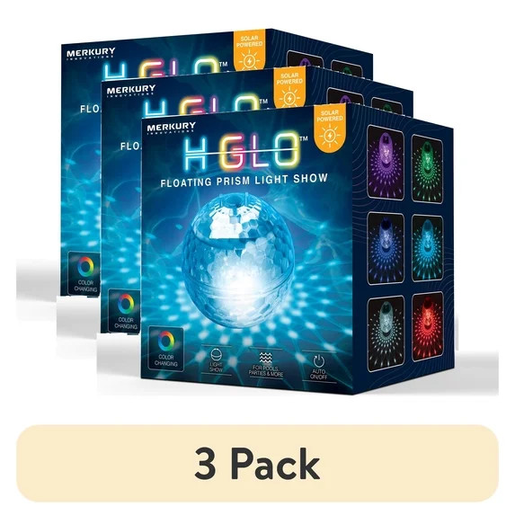 (3 pack) Merkury Innovations HGLO Floating LED Prism Pool Light, Color-Changing, 1 Pack | Walmart (US)