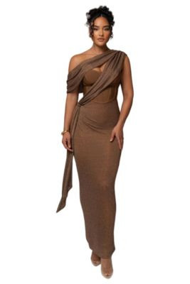 Jluxlabel Women's Metallic Celestina Draped Maxi Dress - Black | Macy's