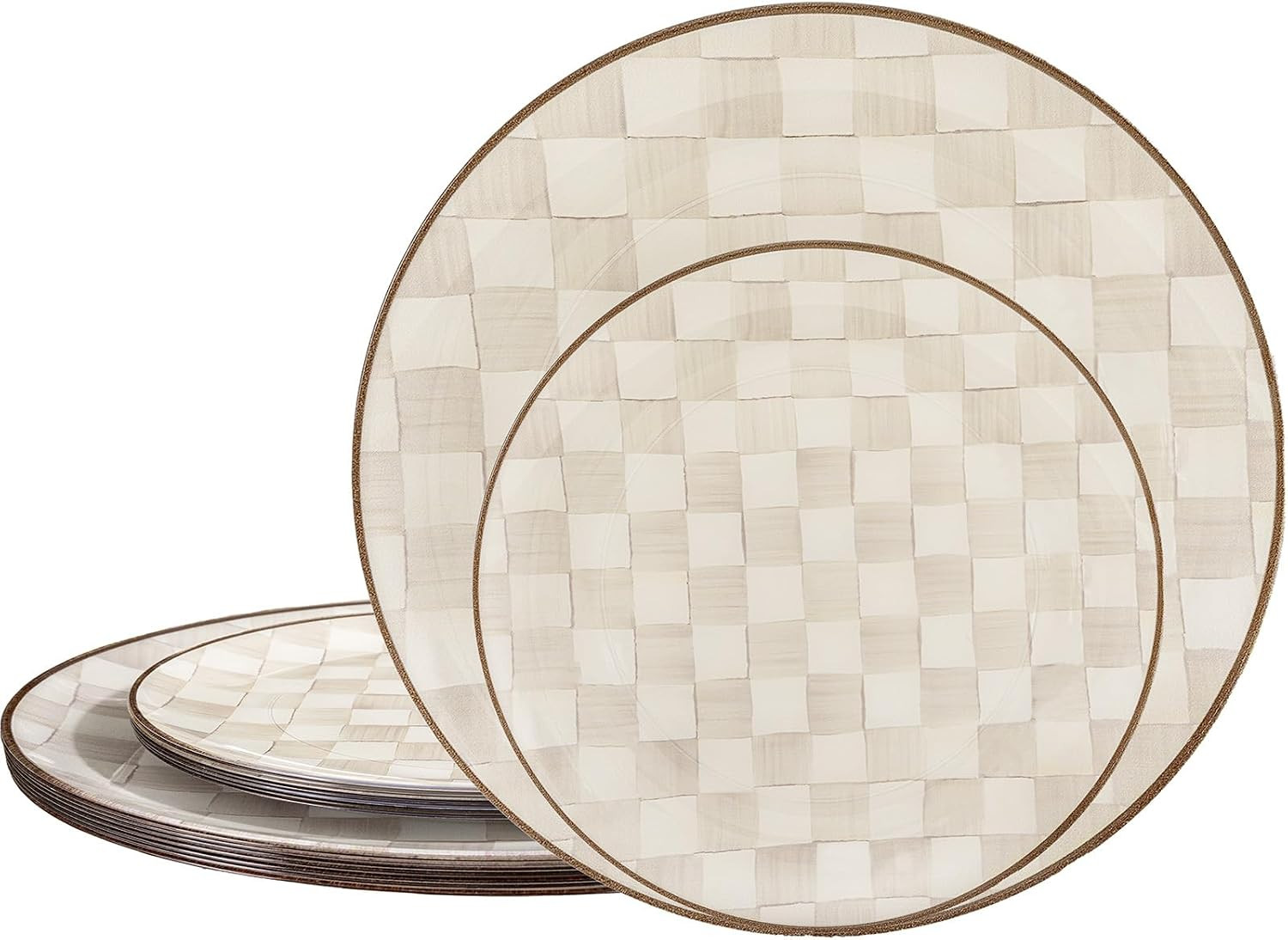 20PCS Plastic Brown Plates for Party - Retro Checkered Plates | Amazon (US)