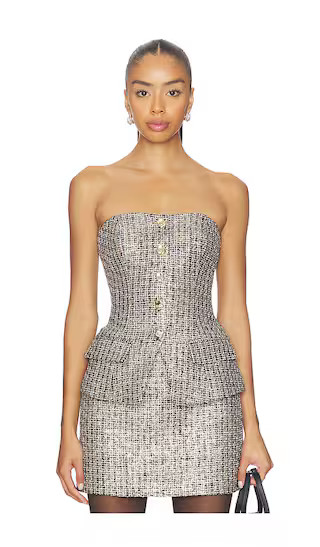 Quinn Tweed Vestier in Gold Multi | Revolve Clothing (Global)