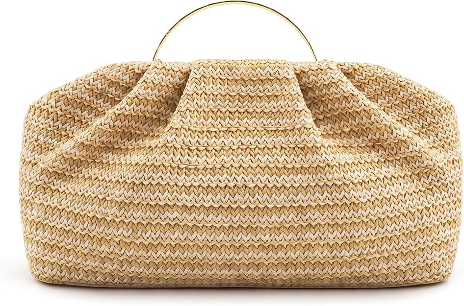 Straw Clutch Purses for Women Summer Beach Bag Woven Crossbody Bag Handbag Vacation Wicker Purse | Amazon (US)