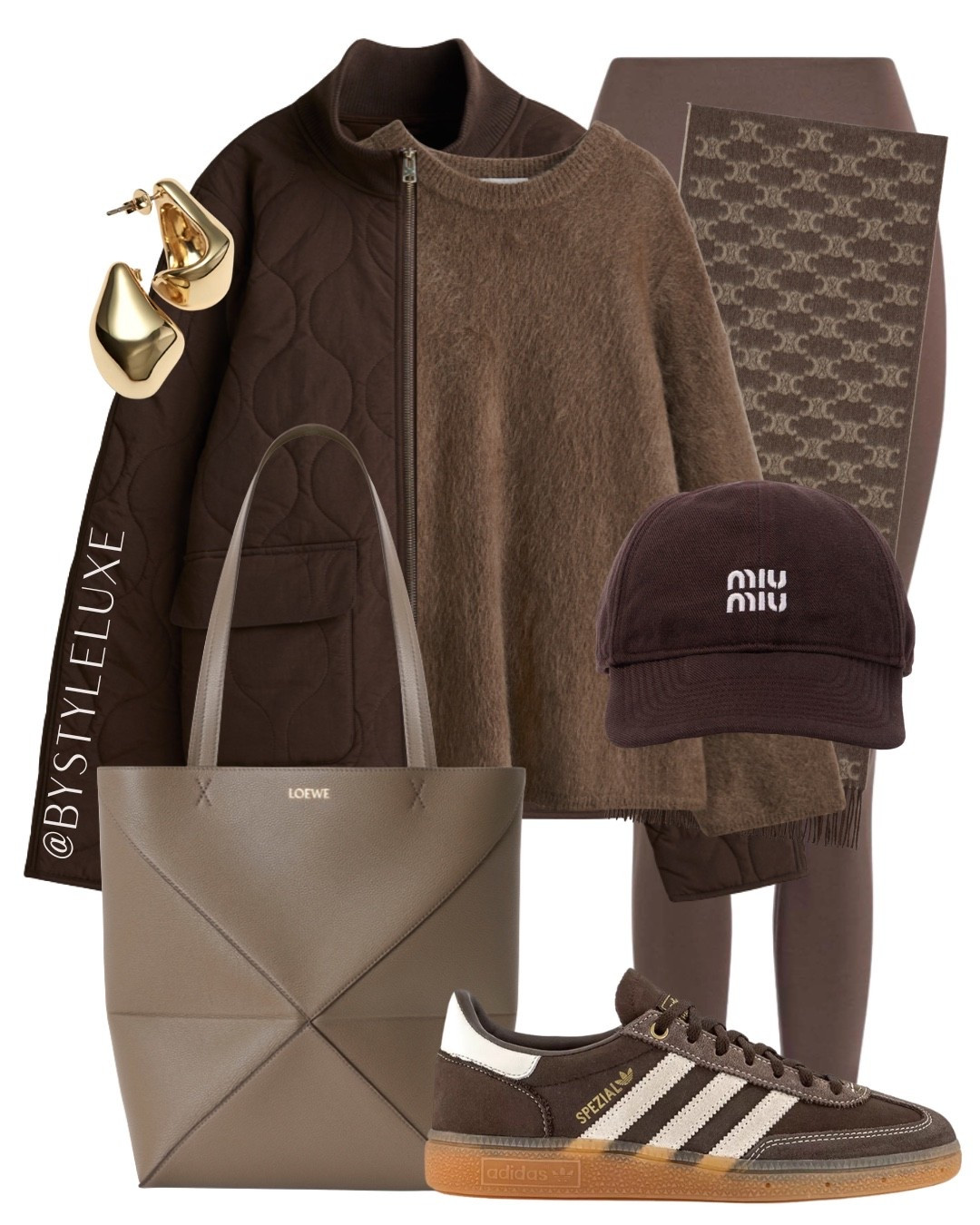 QUILTED JACKET - a tonal brown outfits with this quilted jacket, staple leggings and new in brown Spezials. Exact trainer link on my IG highlight @bystyleluxe 

#trainers #autumnoutfit #suede 

#LTKautumn #LTKuk #LTKshoes
