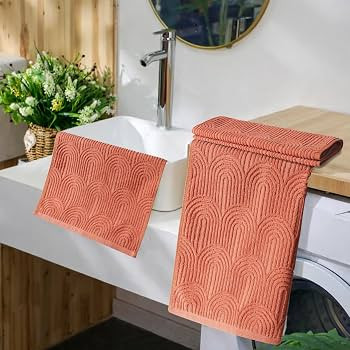 3pcs Burnt Orange Boho Fall Hand Towels for Bathroom,100% Cotton | Amazon (US)