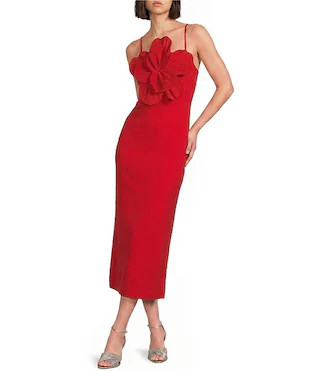 Belle by Badgley Mischka Oversized 3D Floral Rosalee Midi Dress | Dillard's