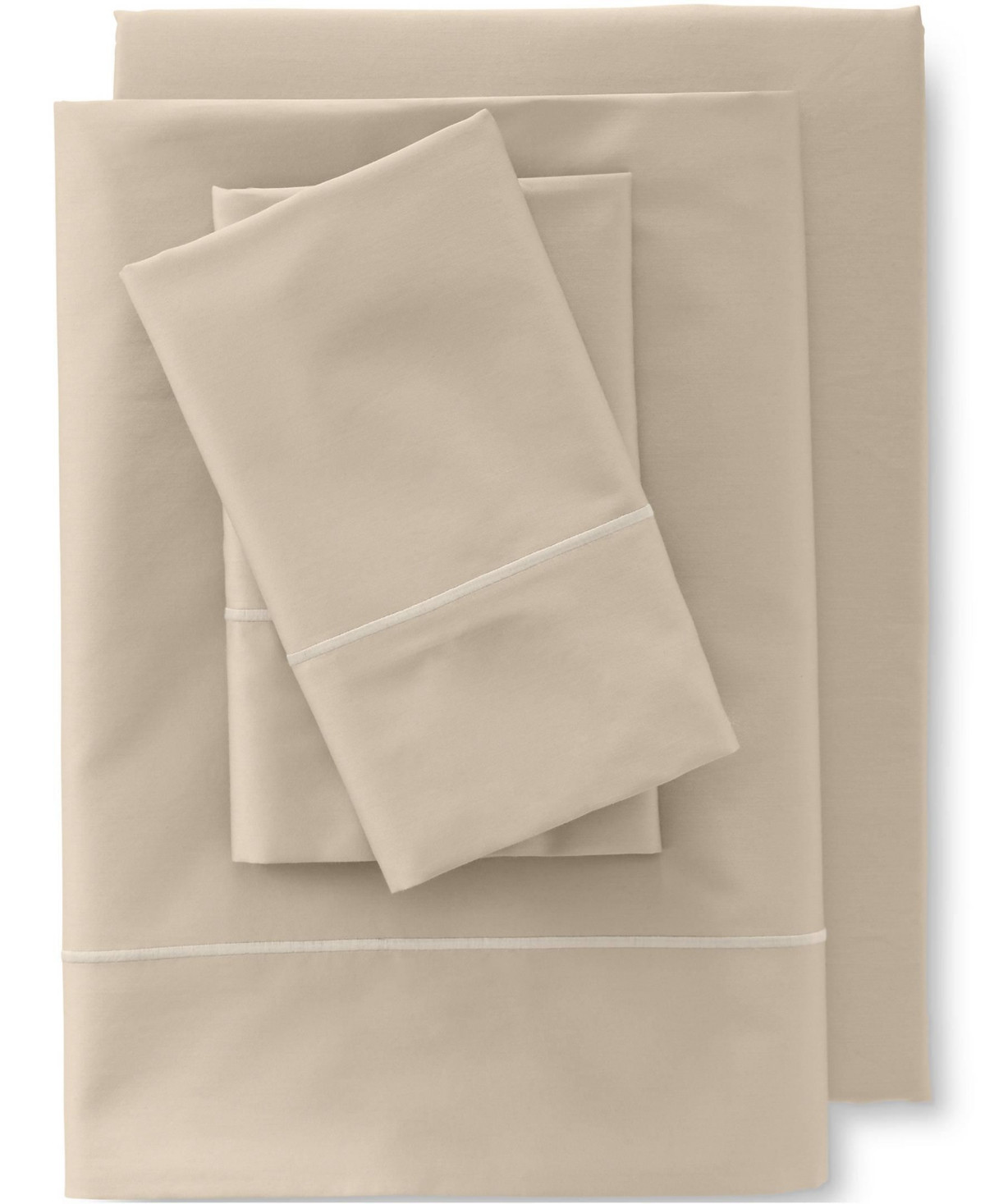 Lands' End 400 Thread Count Premium Supima Cotton Sateen Bed Sheet Set - Light tan | Macy's