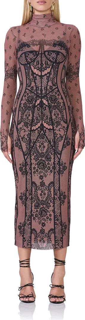 AFRM Shailene Long Sleeve Turtleneck Mesh Dress | Nordstrom | Nordstrom