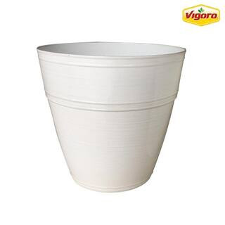 Vigoro 12.1 in. Inez Medium Chalk High-Density Resin Planter (12.1 in. D x 10.9 in. H) HDR-052784... | The Home Depot