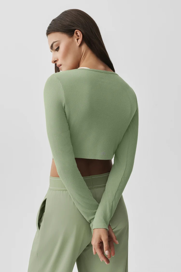 Ribbed Cropped Whisper Cardigan | Alo Yoga