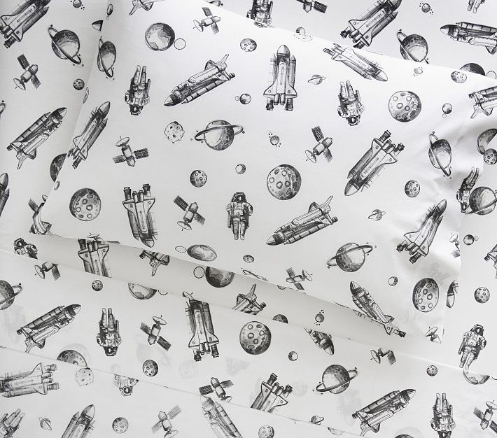 Space Rocket Glow-in-the-Dark Sheet Set & Pillowcases | Pottery Barn Kids