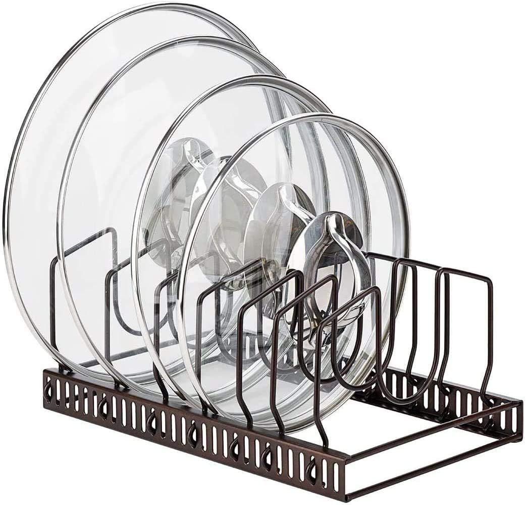 Toplife Pot Lids Organizer Rack for Cabinet and Countertop, 7+ Pan Lids and Bakeware Organizer Ra... | Amazon (US)