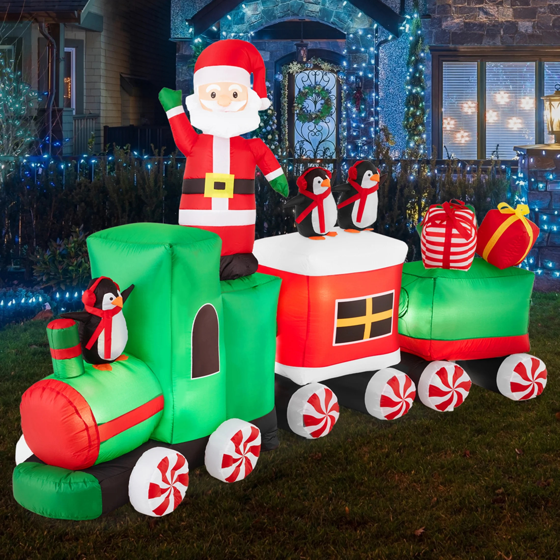 Best Choice Products 8.5 x 5ft Pre-Lit Inflatable Christmas Train & Animated Santa Claus w/ 10 LE... | Walmart (US)