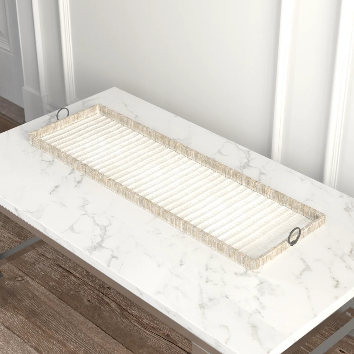 Vera Oversize Decorative Rattan Tray with Metal Handles | Wayfair North America