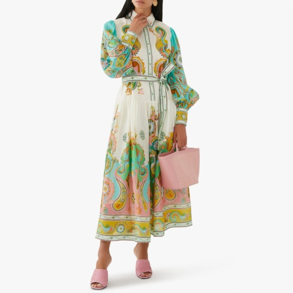 NWT ALÉMAIS Pinball Paisley Print Midi Shirt Dress AU 4/ US 0 | Poshmark