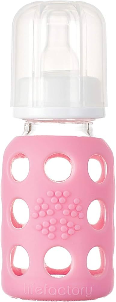 Lifefactory 4-Ounce Glass Baby Bottle with Protective Silicone Sleeve and Stage 1 Nipple Pink (LF... | Amazon (US)