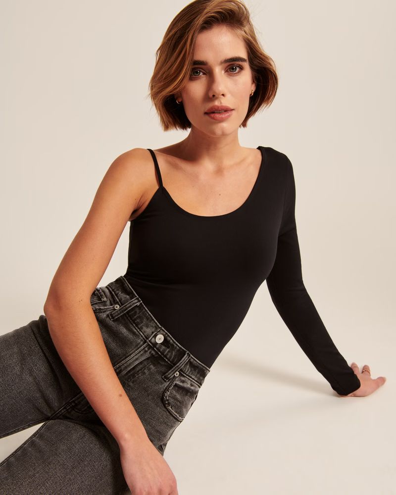 Women's Long-Sleeve Seamless Fabric Asymmetrical Bodysuit | Women's Tops | Abercrombie.com | Abercrombie & Fitch (US)