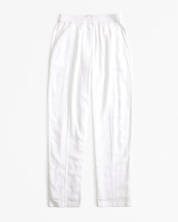 Straight Linen Blend Pull-On Pant | Abercrombie & Fitch (US)