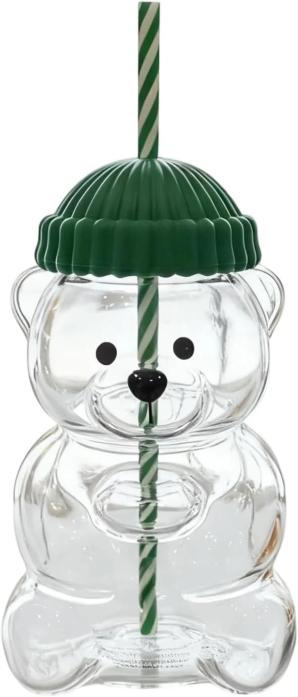 New Bear Straw Cup, Cute Bear Glass Cup With Straw, 2025 Cute Coffee Mugs, Glass Bears Cups, Coff... | Walmart (US)