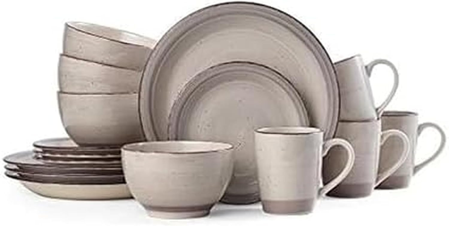 Pfaltzgraff Sadie 16-Piece Dinnerware Set Service for 4 Stoneware Cream | Amazon (US)