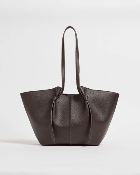 Knot Detail Pebble PU Tote - Chocolate | Target AU