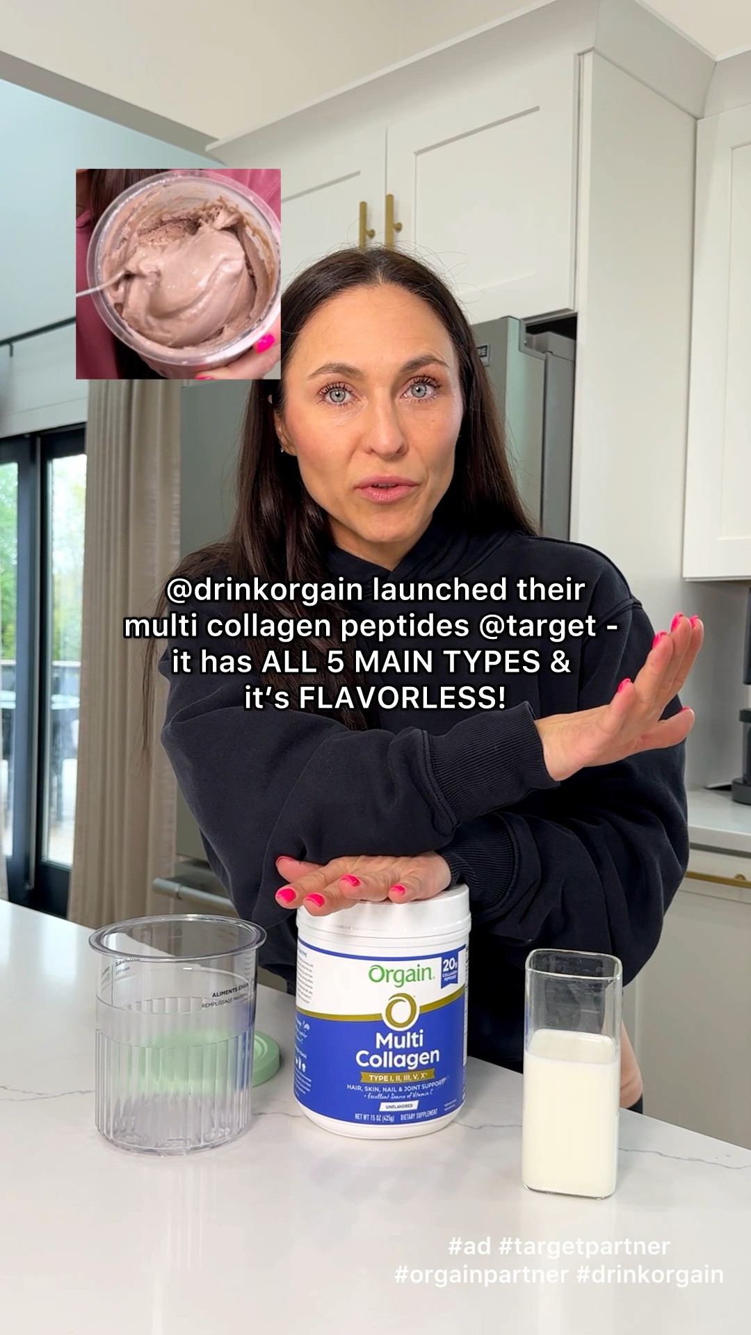 #ad @drinkorgain just dropped their new multi-collagen peptides @target and it has ALL 5 MAIN TYPES of collagen 🤩 I love that it’s flavorless so you can drop it into everything (including desserts!) 

This protein “ice cream” that I make is high in protein, low in sugar, and so good you wouldn't even know its not the traditional thing. 

#orgainpartner #targetpartner #drinkorgain @shop.ltk #liketkit
