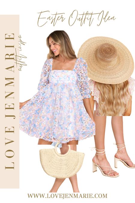 Easter Outfit Ideas, affordable easter outfit, Easter dress, spring dresses, spring straw bag, spring fashion, spring heels, lack of color hat, boater hat, wide brim hat, summer outfit ideas, red dress boutique, church dress, brunch outfits, bohemian, cottage core, resort 